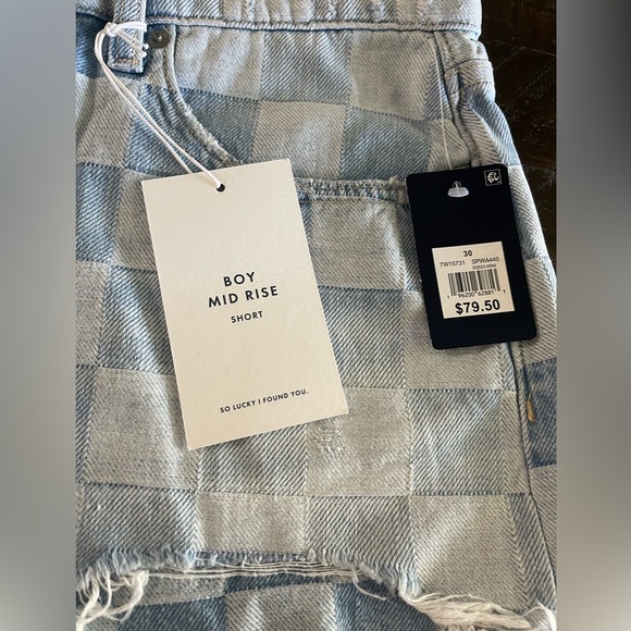 NWT Lucky Brand Denim Squares Boy Mid Rise Cut Off Shorts Sz 30 (10) - Picture 9 of 9